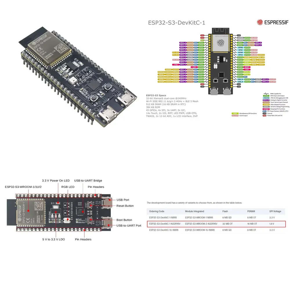 لوحة تطوير Espressif ESP32-S3- - مراجعة Esp32 وسعره